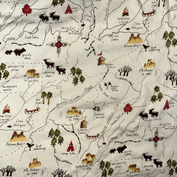 Vintage Curtain window valance wonderful mountain postcard print cotton 41x28 - Picture 4 of 4